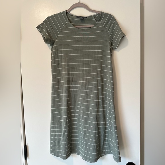 Free Fly Apparel Bamboo Dockside Dress in Sagebrush/White Stripe, size Small - Picture 2 of 8